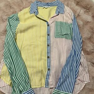 Beachlunchlounge Blue and Yellow Striped Shirt